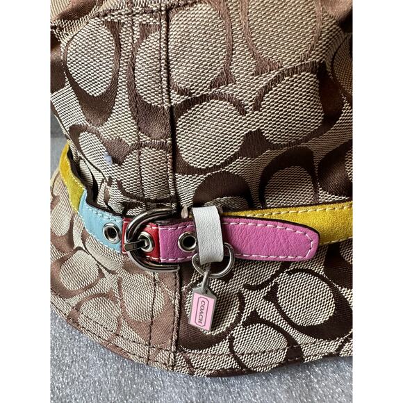Coach Y2K Signature C Bucket Hat Khaki Patchwork Belt Pink S/D Spring 2004 Rare main image 6